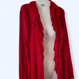 Vibrant Red Ruffle Cardigan C S